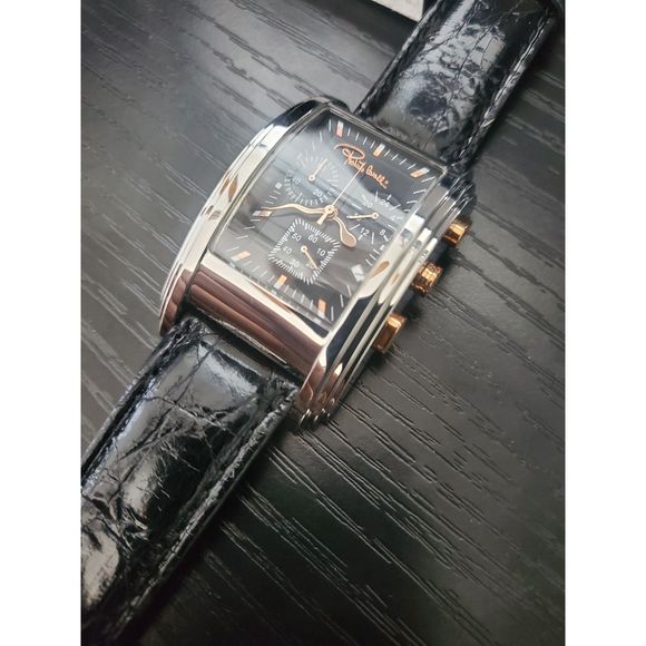 🔥 RARE - NEW Roberto Cavalli ESON Black Crocodile Leather Men's‎ Watch - Picture 1 of 4